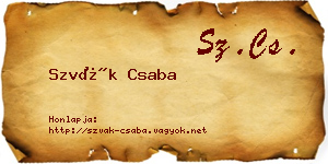 Szvák Csaba névjegykártya